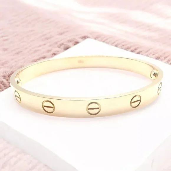 Authentic! Cartier 18k Yellow Gold Love Bangle Bracelet Size 19 Paper - Picture 10 of 10